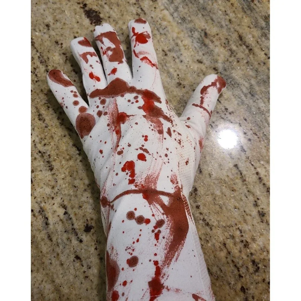 Vintage Size XXL Stretch Long Formal Fake Bloody Horror Zombie Costume Gloves - Picture 9 of 15